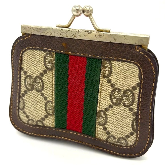 ❤️💚VINTAGE! Gucci Sherry Line Brown GG Canvas And Leather Coin Case Wallet❤️💚 - Picture 2 of 9